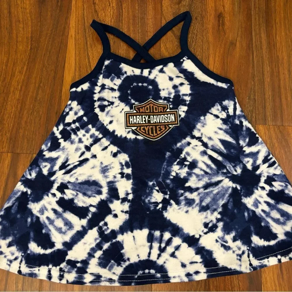 Harley Davidson blue tie dye dress and diaper cover set